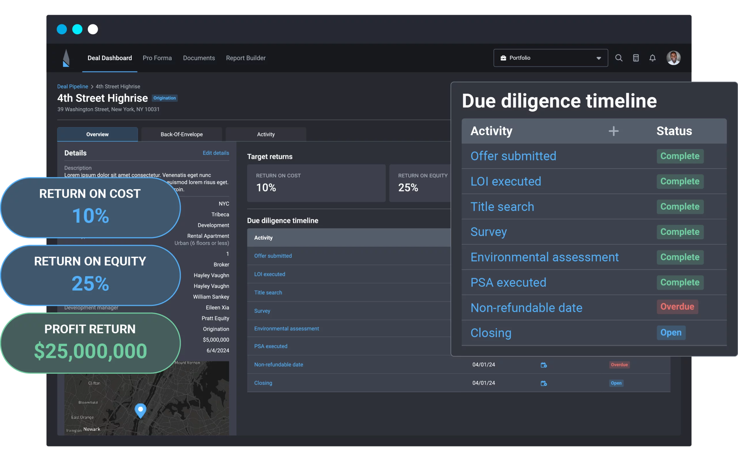 Northspyre real estate development project dashboard